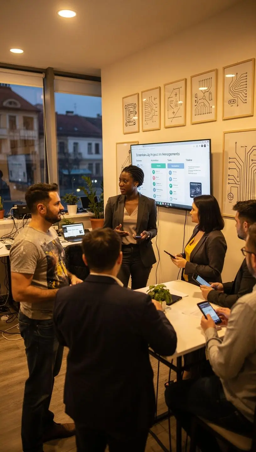 Diagramă ilustrând fluxul optimizat al proceselor de afaceri prin automatizare